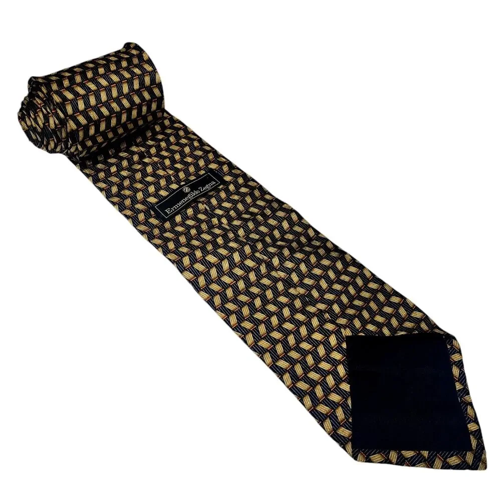 Ermenegildo Zegna Men's Silk Neck Tie, Hand Made‎ in Italy, 59.5